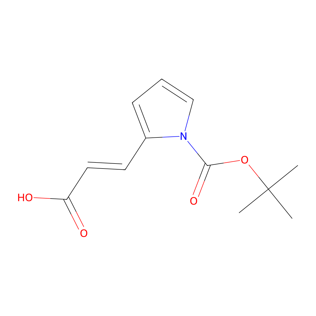 (2E)-3-{1-[(tert-butoxy)carbonyl]-1H-pyrrol-2-yl}prop-2-enoic acid molecular structure, CAS 1909358-91-3