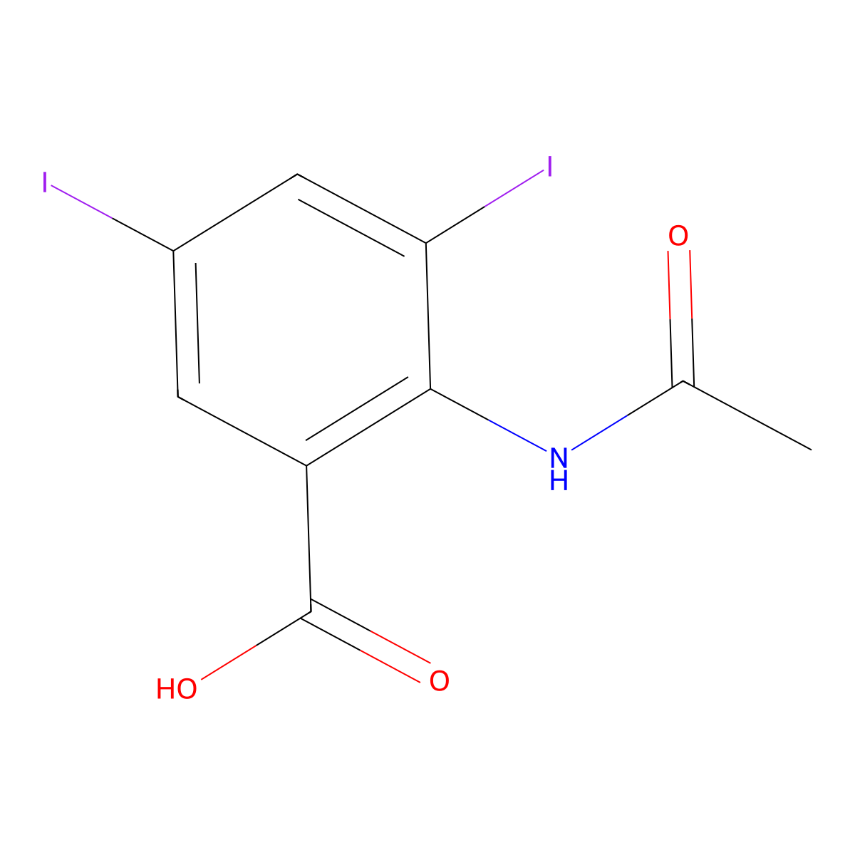 2-(Acetylamino)-3,5-diiodobenzoic acid molecular structure, CAS 19094-52-1