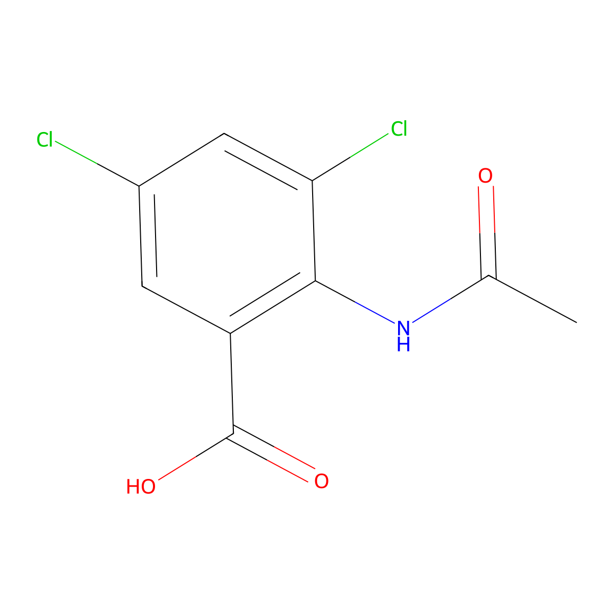 3,5-Dichloro-2-acetamidobenzoic acid molecular structure, CAS 19094-64-5