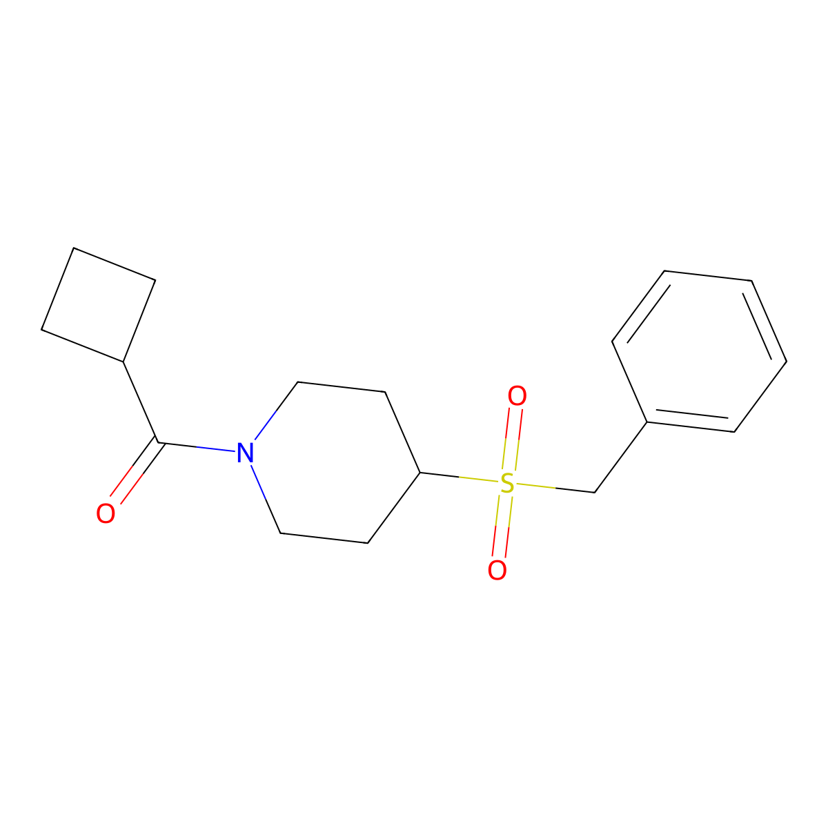 (4-(Benzylsulfonyl)piperidin-1-yl)(cyclobutyl)methanone molecular structure, CAS 1909450-53-8