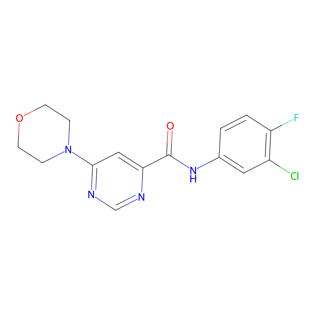 N-(3-chloro-4-fluorophenyl)-6-morpholinopyrimidine-4-carboxamide molecular structure, CAS 1909539-33-8