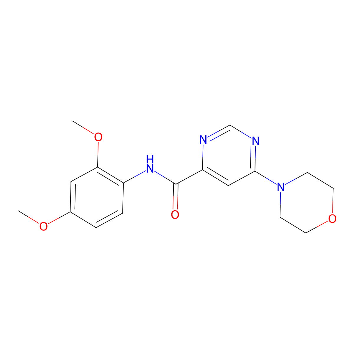 N-(2,4-dimethoxyphenyl)-6-morpholinopyrimidine-4-carboxamide molecular structure, CAS 1909539-80-5