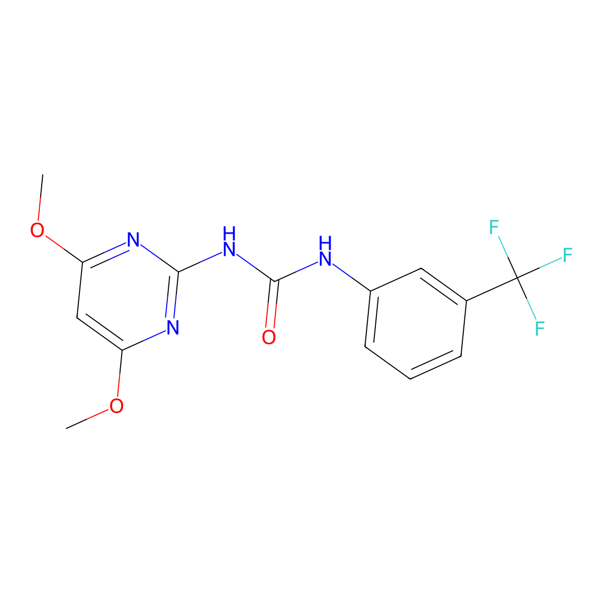 N-(4,6-Dimethoxy-2-pyrimidinyl)-N'-(3-(trifluoromethyl)phenyl)urea molecular structure, CAS 190954-81-5