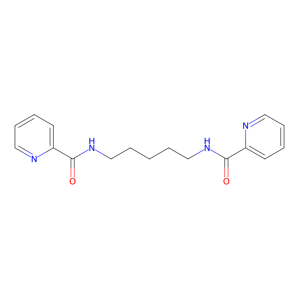 N-{5-[(2-pyridinylcarbonyl)amino]pentyl}-2-pyridinecarboxamide molecular structure, CAS 190955-39-6