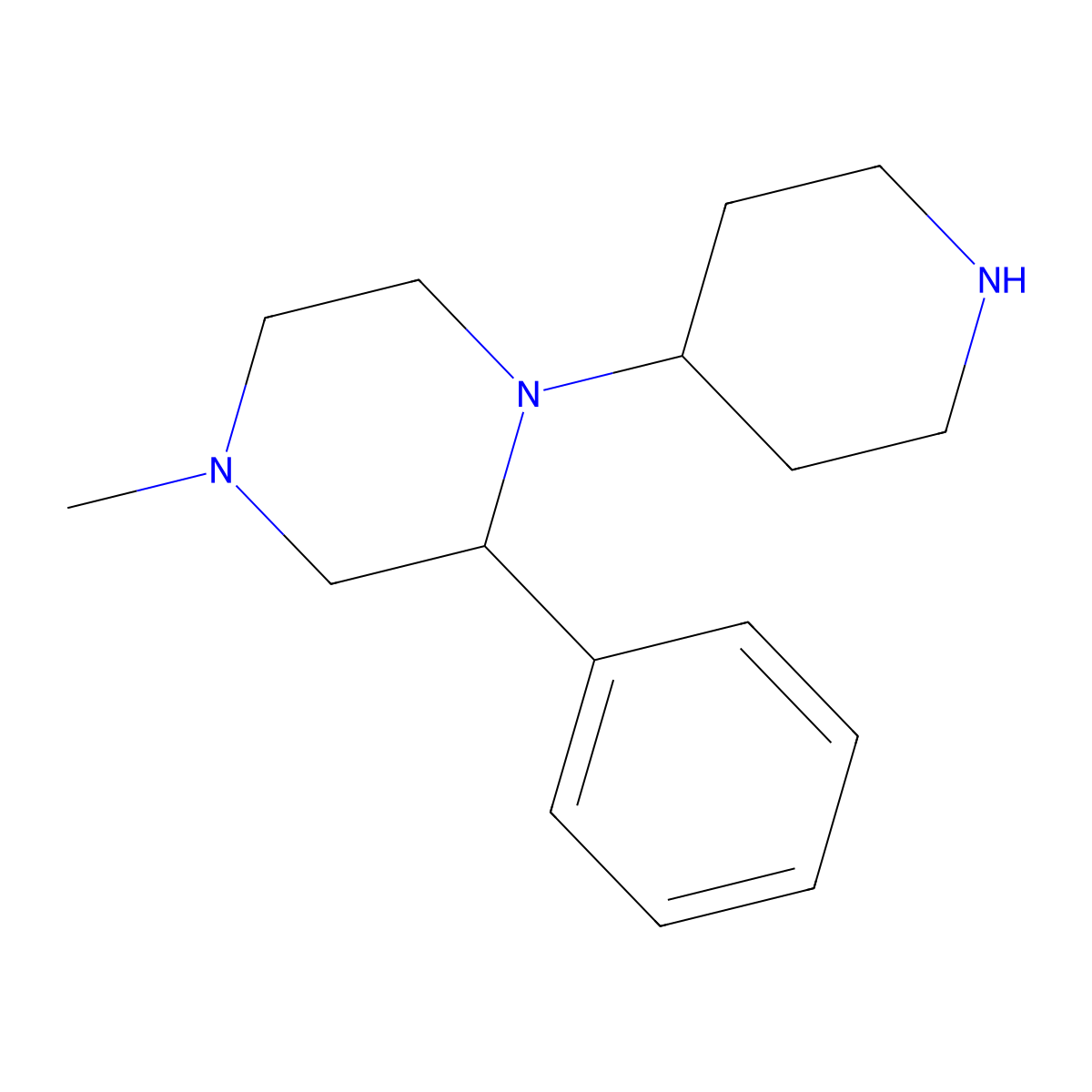 4-Methyl-2-phenyl-1-(piperidin-4-YL)piperazine molecular structure, CAS 190956-44-6