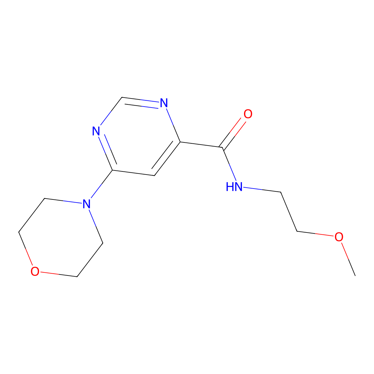 N-(2-methoxyethyl)-6-morpholinopyrimidine-4-carboxamide molecular structure, CAS 1909630-20-1