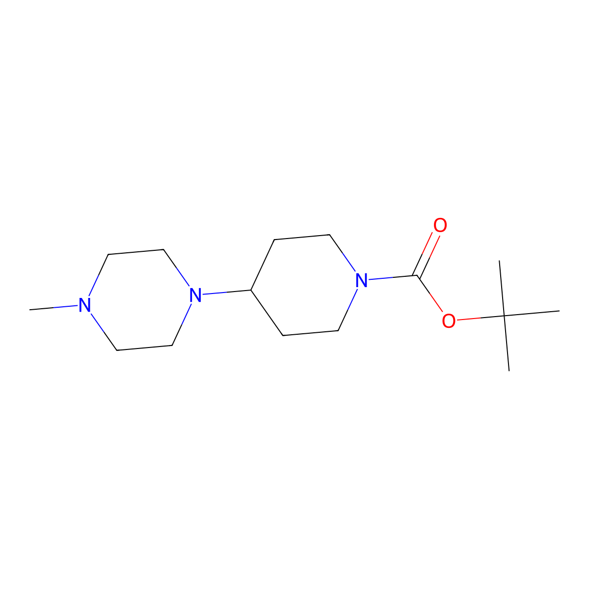 tert-Butyl 4-(4-methylpiperazin-1-yl)piperidine-1-carboxylate molecular structure, CAS 190964-91-1