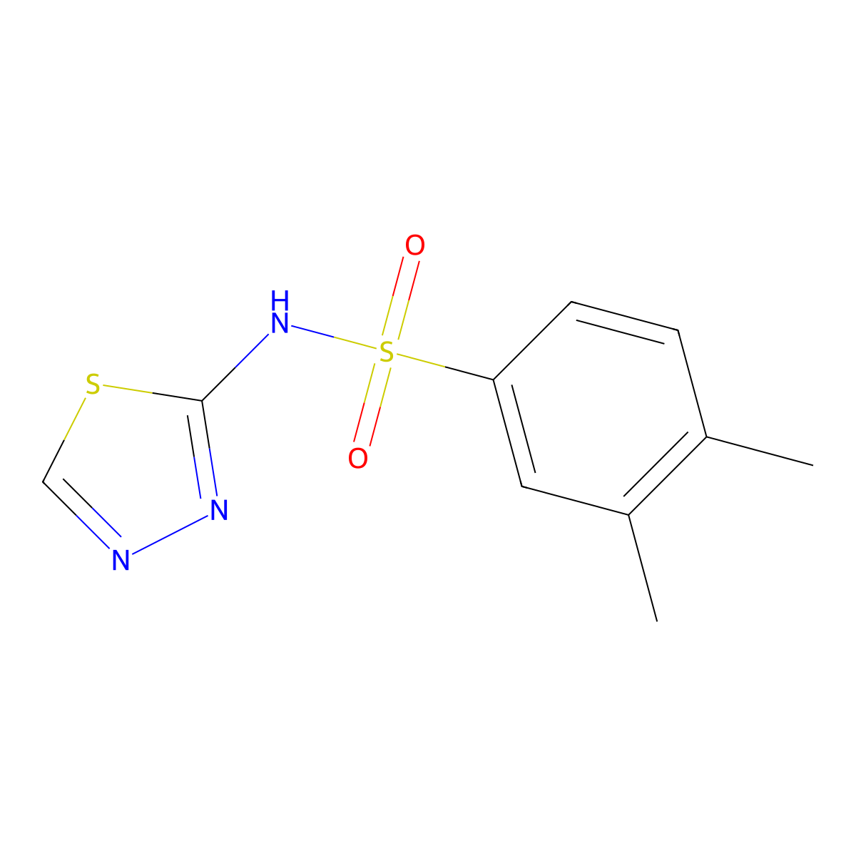 3,4-dimethyl-N-(1,3,4-thiadiazol-2-yl)benzene-1-sulfonamide molecular structure, CAS 1909653-36-6