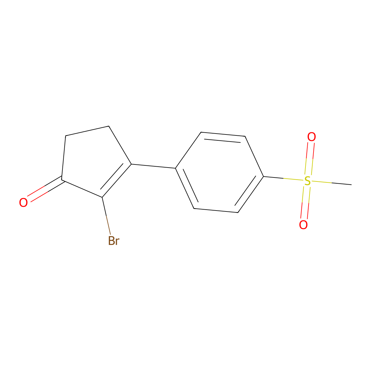 2-Bromo-3-(4-(methylsulfonyl)phenyl)cyclopent-2-enone molecular structure, CAS 190966-44-0