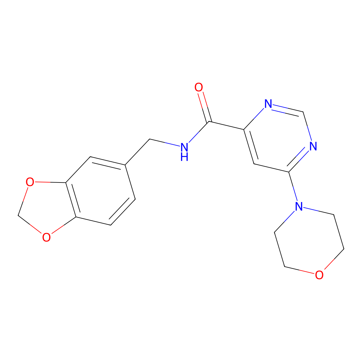 N-(benzo[d][1,3]dioxol-5-ylmethyl)-6-morpholinopyrimidine-4-carboxamide molecular structure, CAS 1909674-50-5