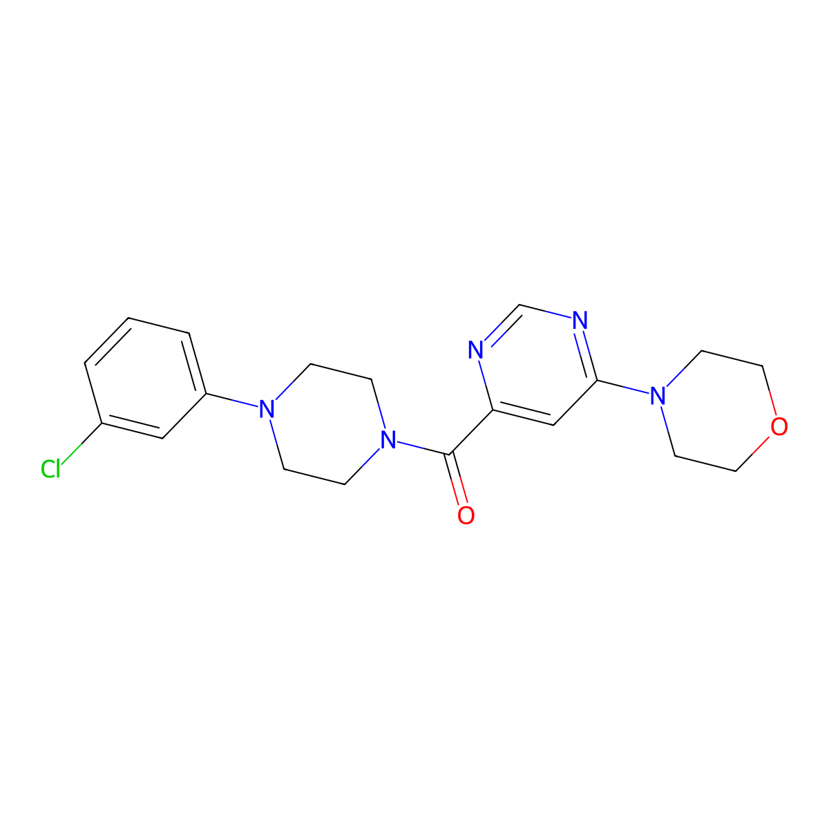 (4-(3-Chlorophenyl)piperazin-1-yl)(6-morpholinopyrimidin-4-yl)methanone molecular structure, CAS 1909675-10-0