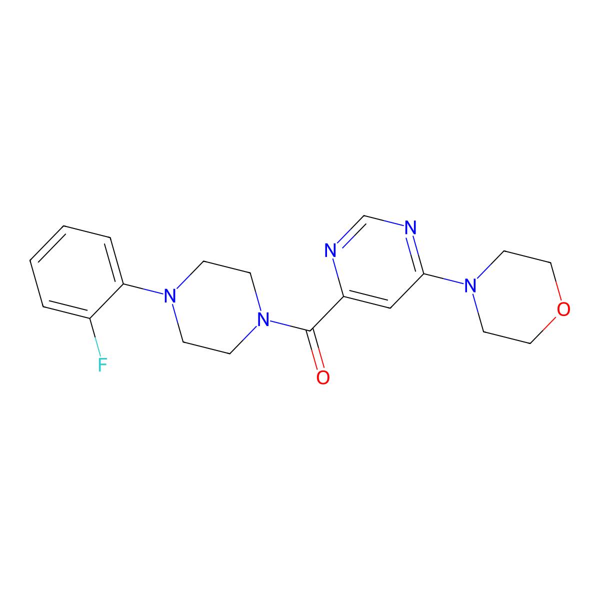 (4-(2-Fluorophenyl)piperazin-1-yl)(6-morpholinopyrimidin-4-yl)methanone molecular structure, CAS 1909675-18-8