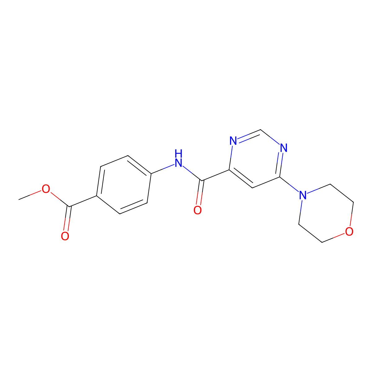 Methyl 4-(6-morpholinopyrimidine-4-carboxamido)benzoate molecular structure, CAS 1909676-79-4