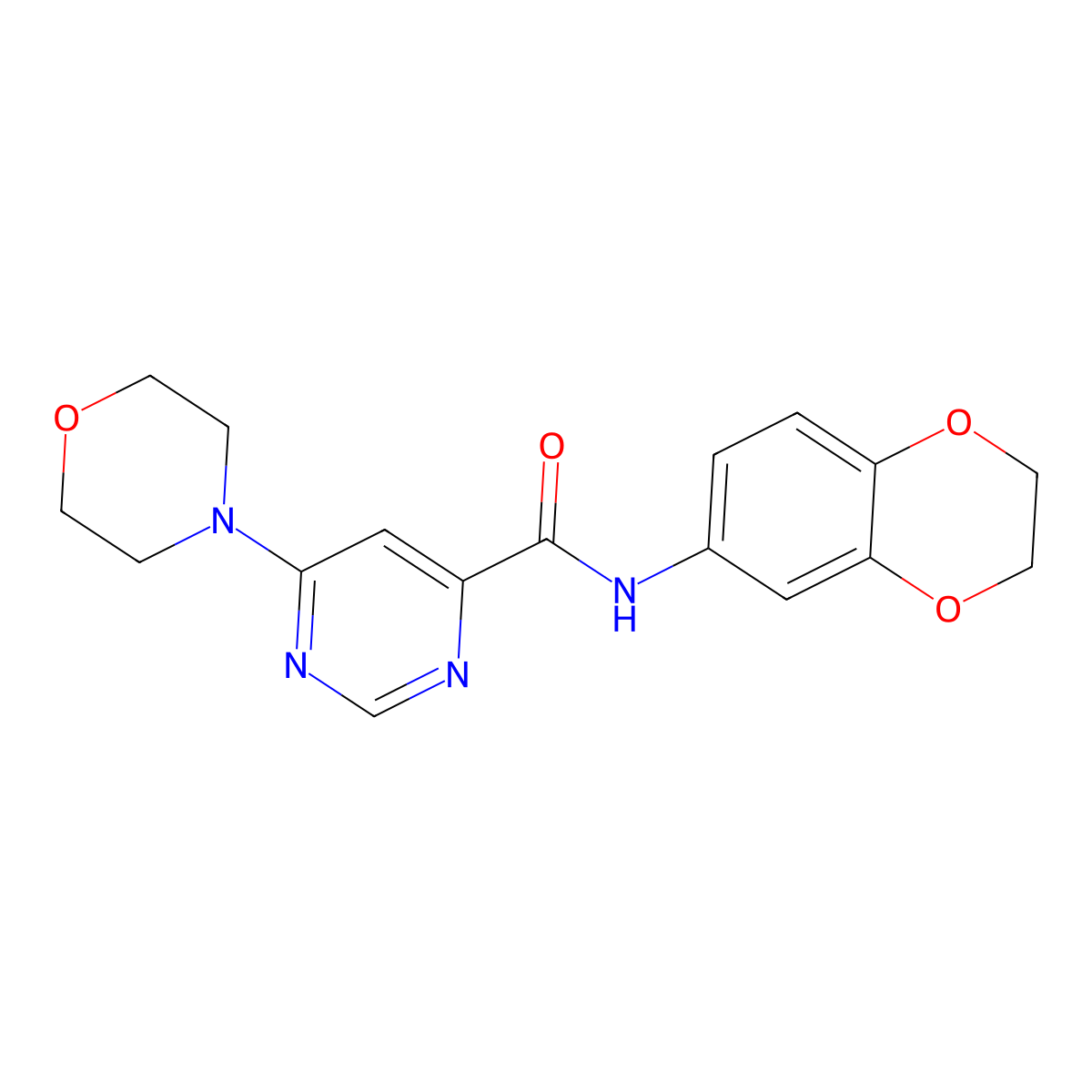 N-(2,3-dihydrobenzo[b][1,4]dioxin-6-yl)-6-morpholinopyrimidine-4-carboxamide molecular structure, CAS 1909677-15-1