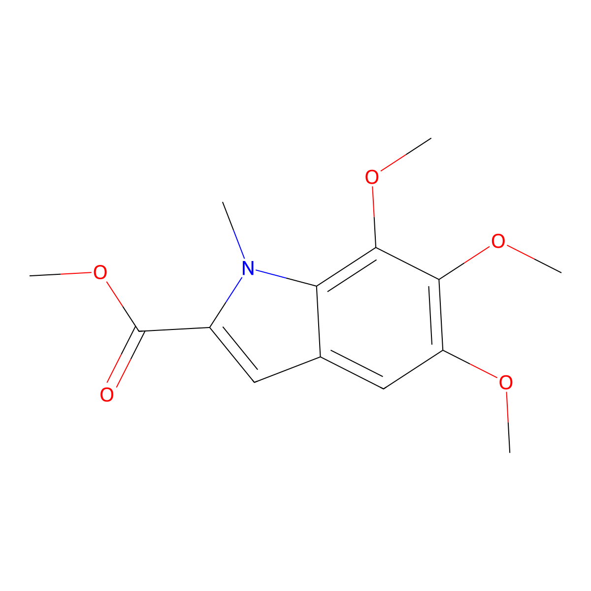 Methyl 5,6,7-trimethoxy-1-methylindole-2-carboxylate molecular structure, CAS 190972-86-2