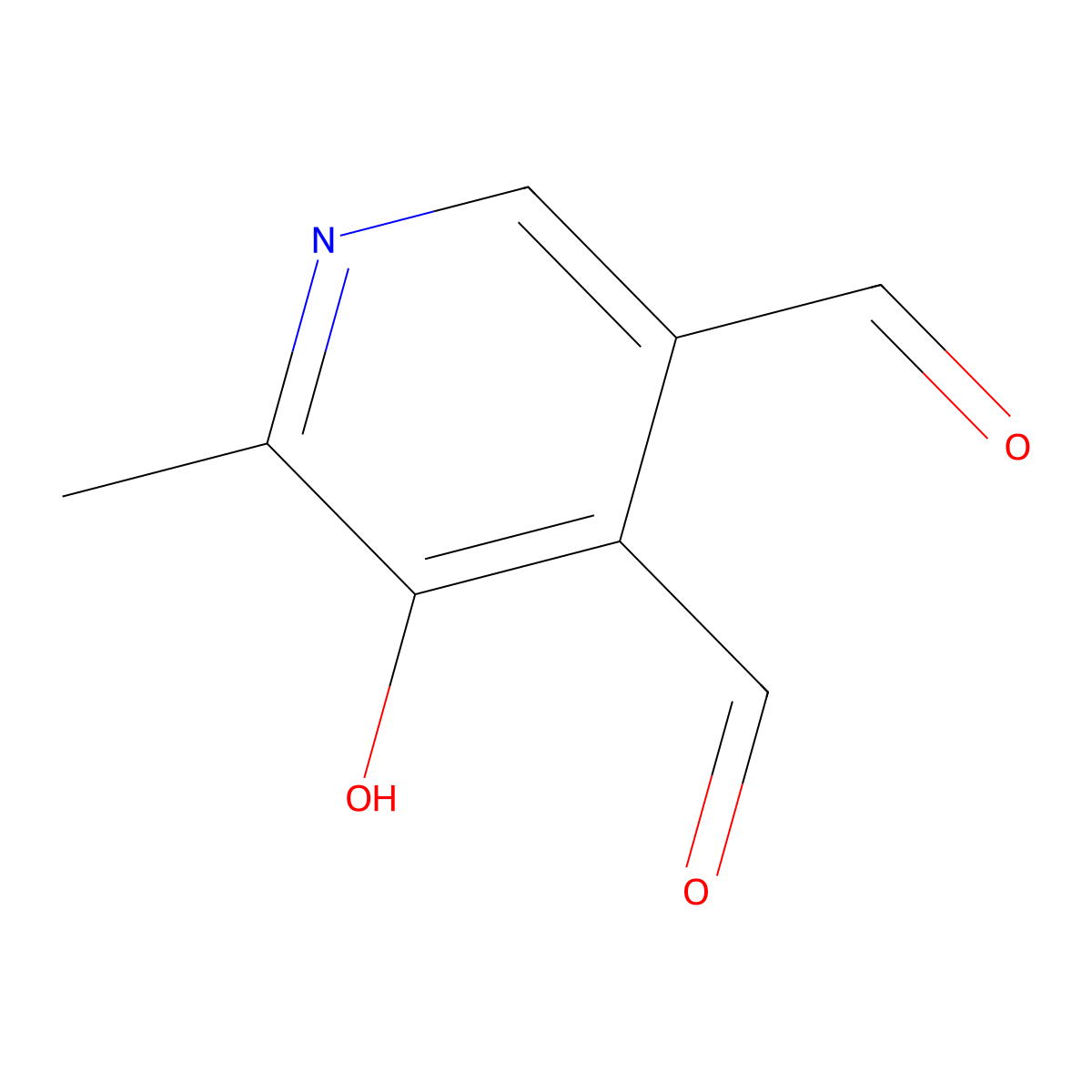 5-Hydroxy-6-methylpyridine-3,4-dicarbaldehyde molecular structure, CAS 19099-89-9