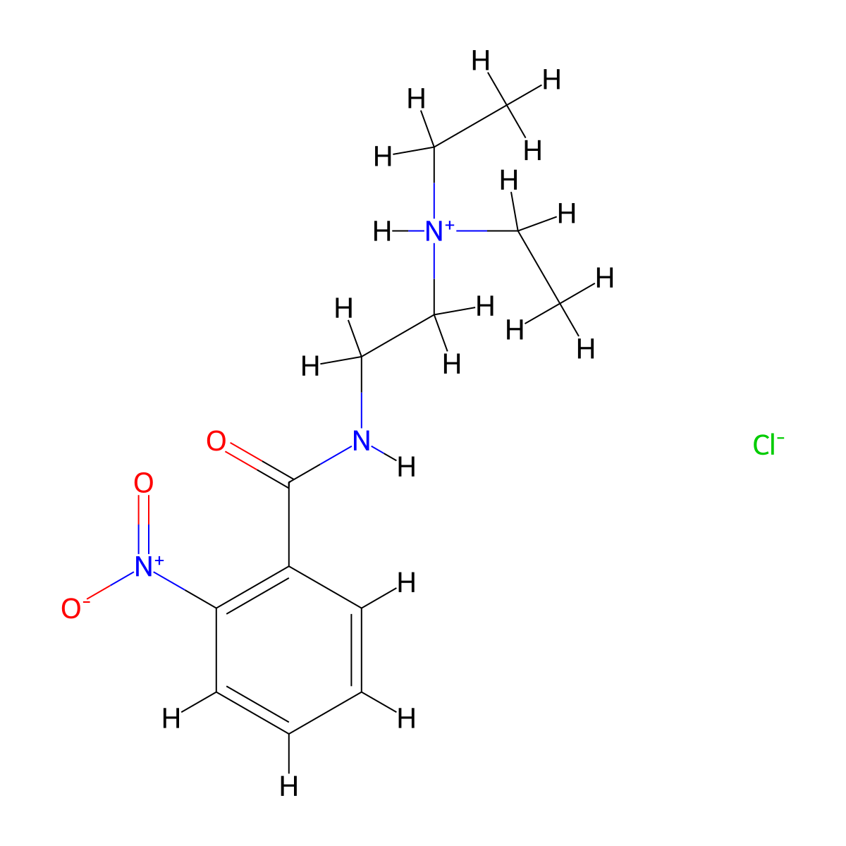 Benzamide, N-(2-(diethylamino)ethyl)-o-nitro-, hydrochloride molecular structure, CAS 1910-60-7