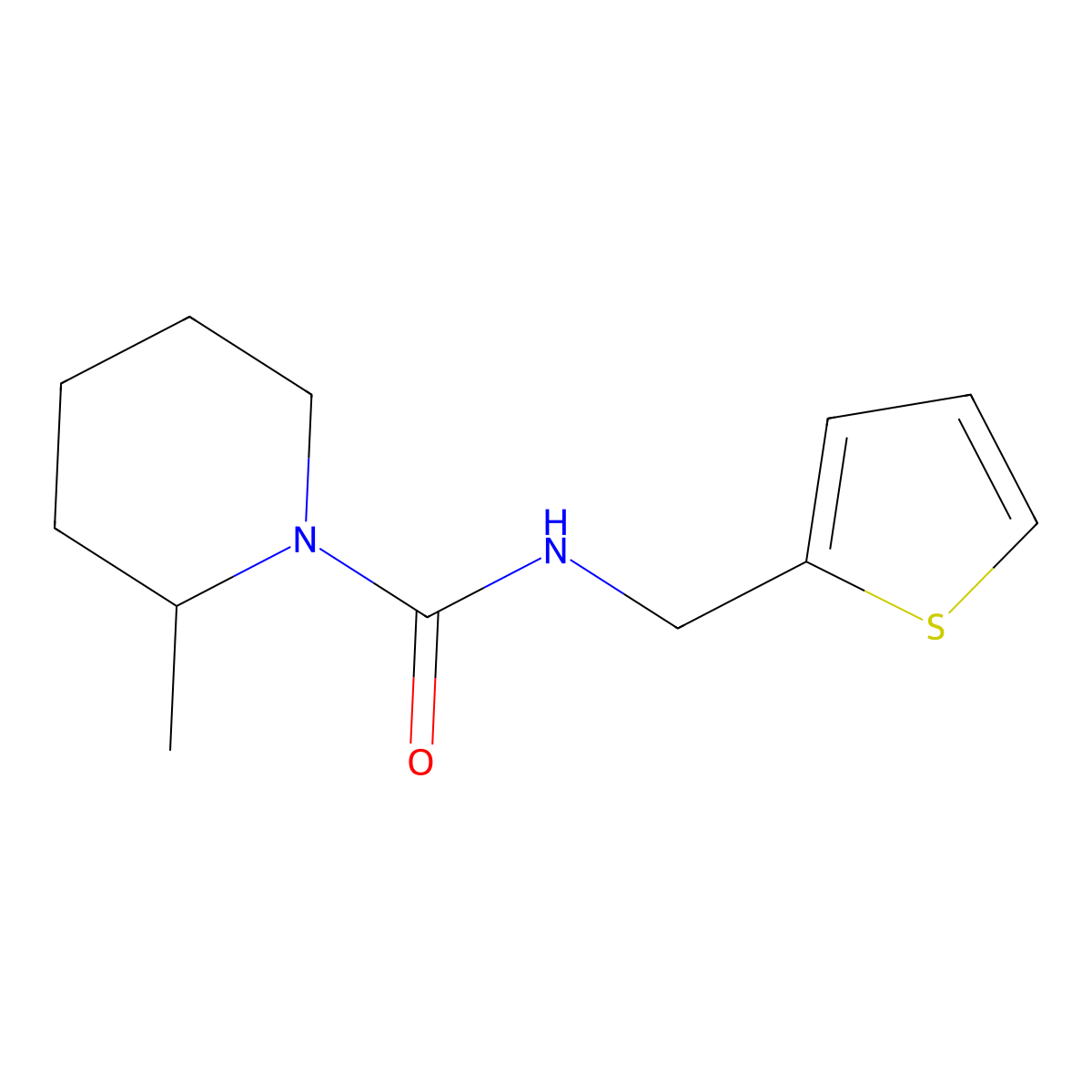 2-methyl-N-(thiophen-2-ylmethyl)piperidine-1-carboxamide molecular structure, CAS 1910011-68-5