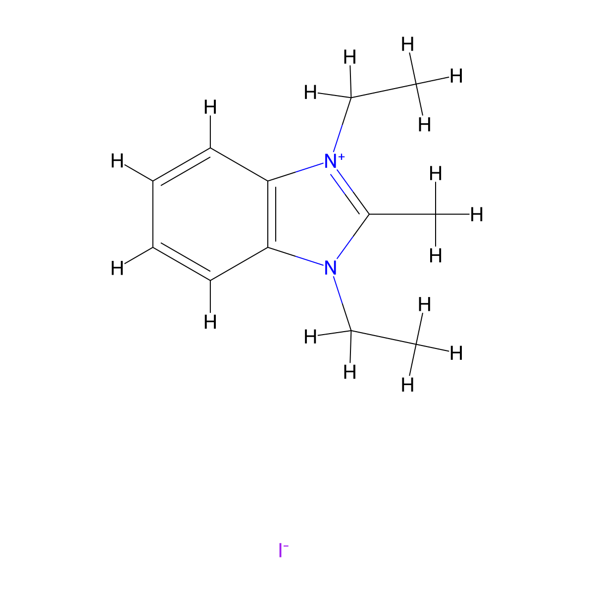 1,3-Diethyl-2-methyl-3H-benzoimidazol-1-ium, iodide molecular structure, CAS 19101-76-9