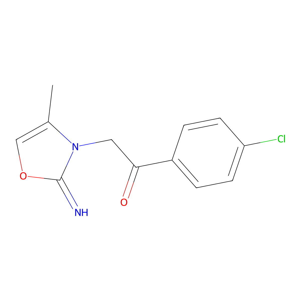 1-(4-chlorophenyl)-2-[2-imino-4-methyl-1,3-oxazol-3(2H)-yl]-1-ethanone molecular structure, CAS 191019-22-4