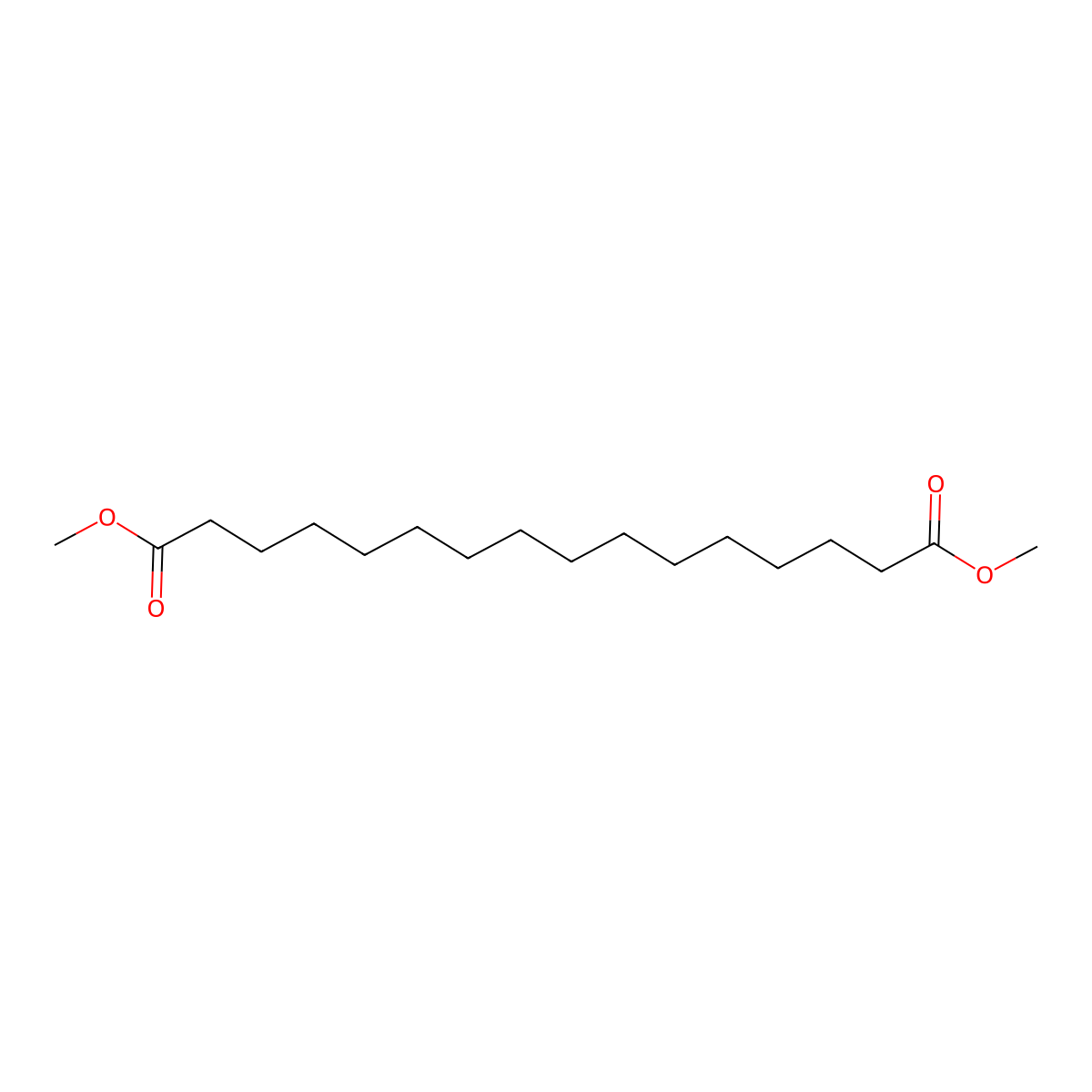 Hexadecanedioic acid, dimethyl ester molecular structure, CAS 19102-90-0