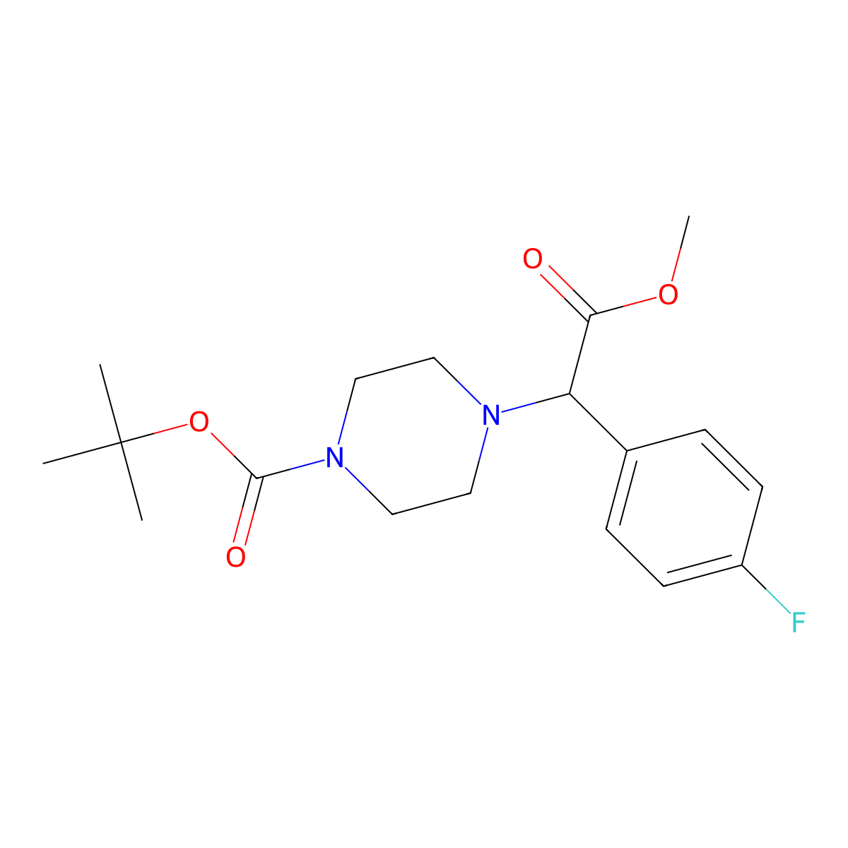 Tert-butyl 4-[1-(4-fluorophenyl)-2-methoxy-2-oxoethyl]piperazine-1-carboxylate molecular structure, CAS 191033-99-5