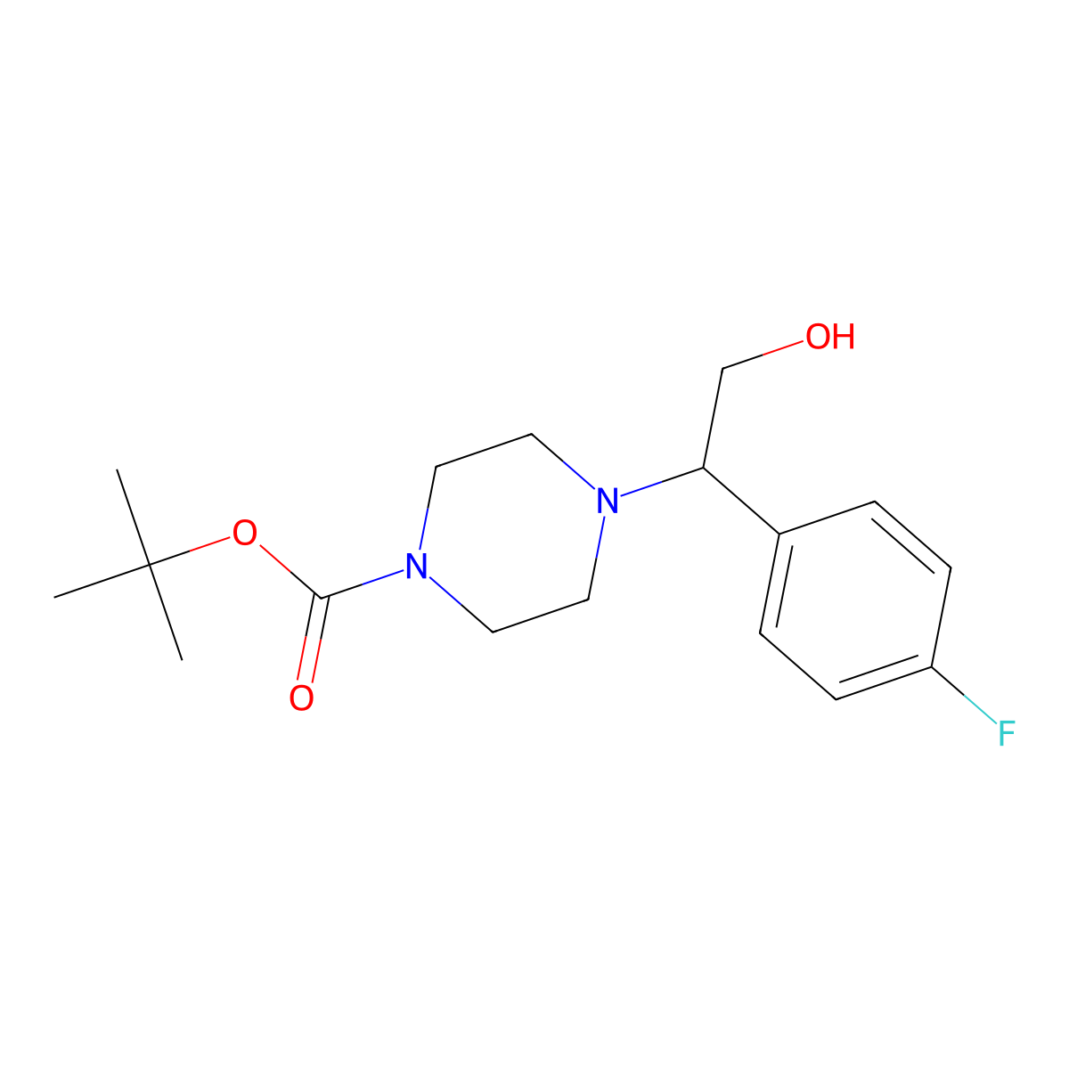 Tert-butyl 4-[1-(4-fluorophenyl)-2-hydroxyethyl]piperazine-1-carboxylate molecular structure, CAS 191034-03-4
