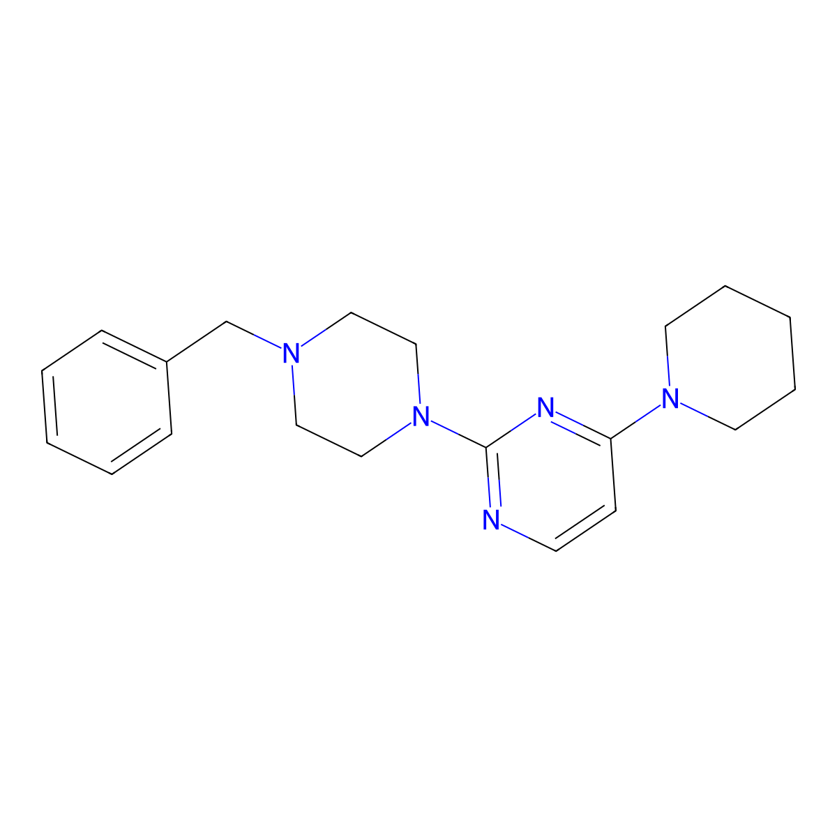 2-(4-Benzylpiperazin-1-yl)-4-(piperidin-1-yl)pyrimidine molecular structure, CAS 1910455-07-0