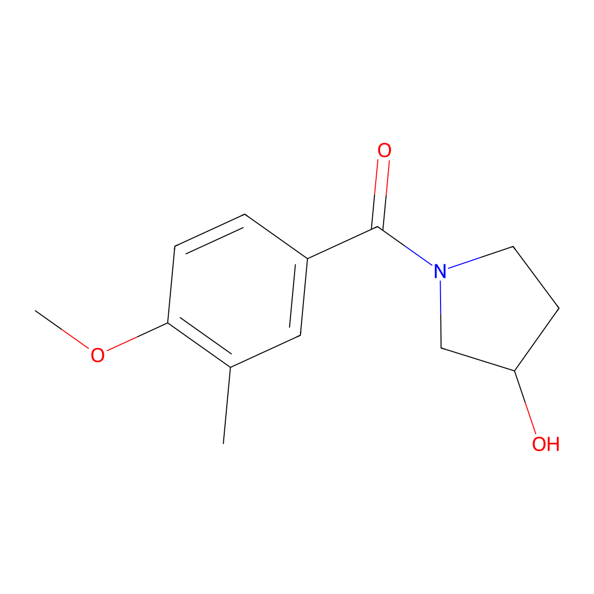 (3-Hydroxypyrrolidin-1-yl)(4-methoxy-3-methylphenyl)methanone molecular structure, CAS 1910574-33-2