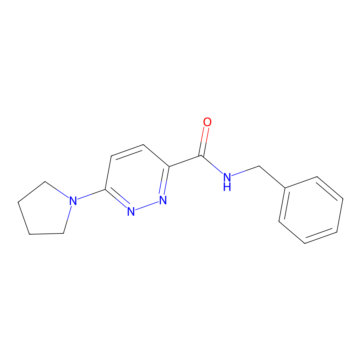 N-benzyl-6-(pyrrolidin-1-yl)pyridazine-3-carboxamide molecular structure, CAS 1910662-14-4