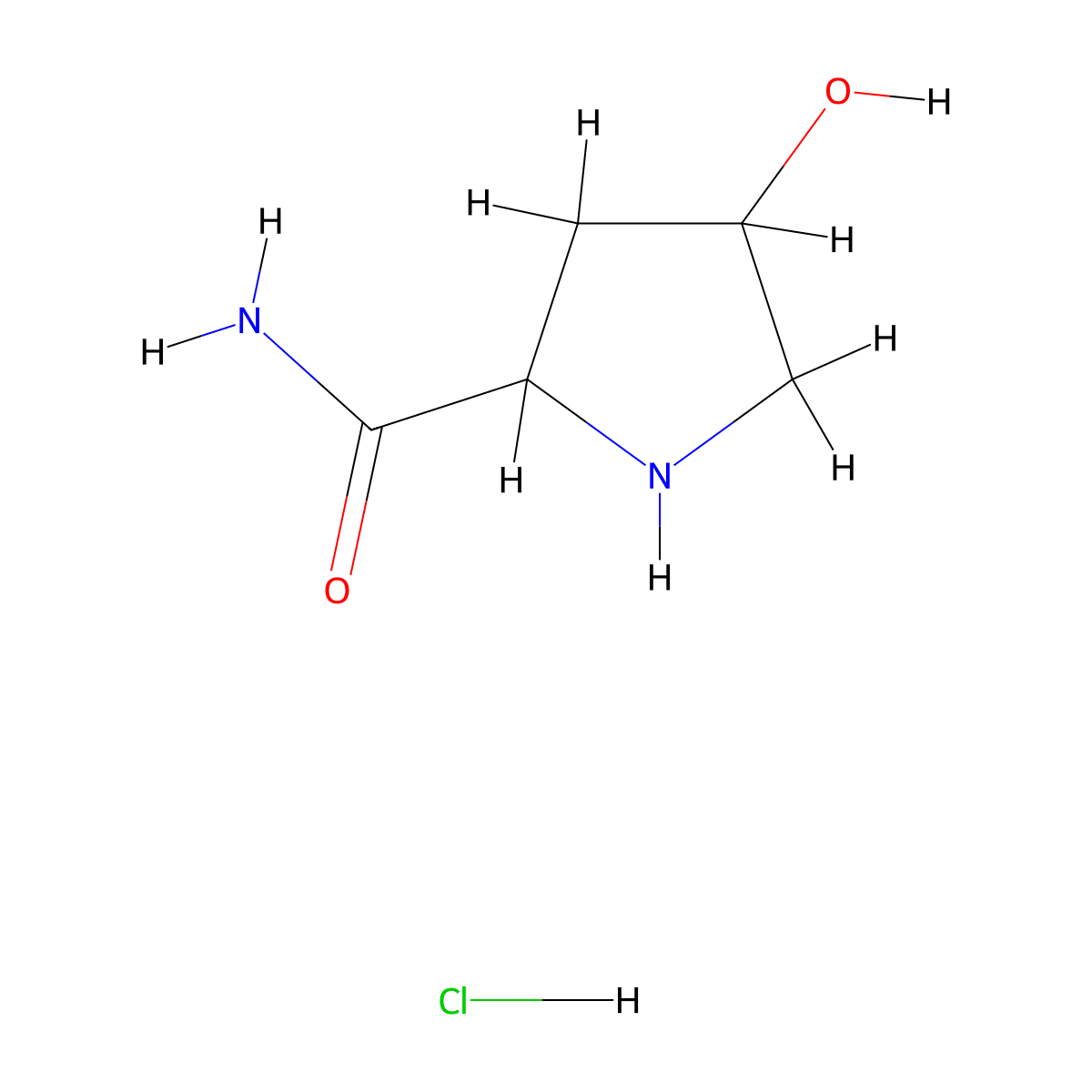 4-Hydroxypyrrolidine-2-carboxamide hydrochloride molecular structure, CAS 1910700-12-7