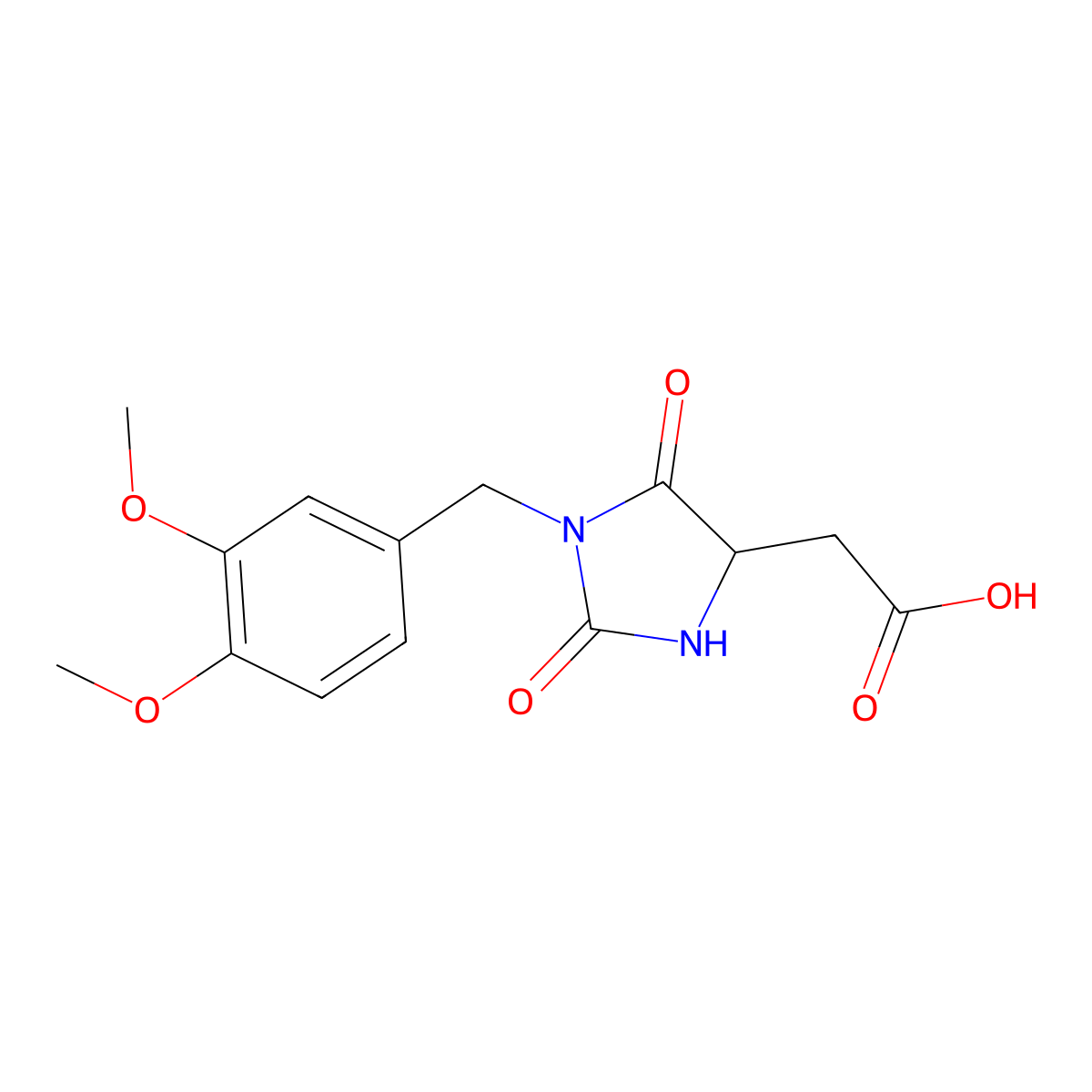 [1-(3,4-Dimethoxybenzyl)-2,5-dioxoimidazolidin-4-yl]acetic acid molecular structure, CAS 1910706-36-3