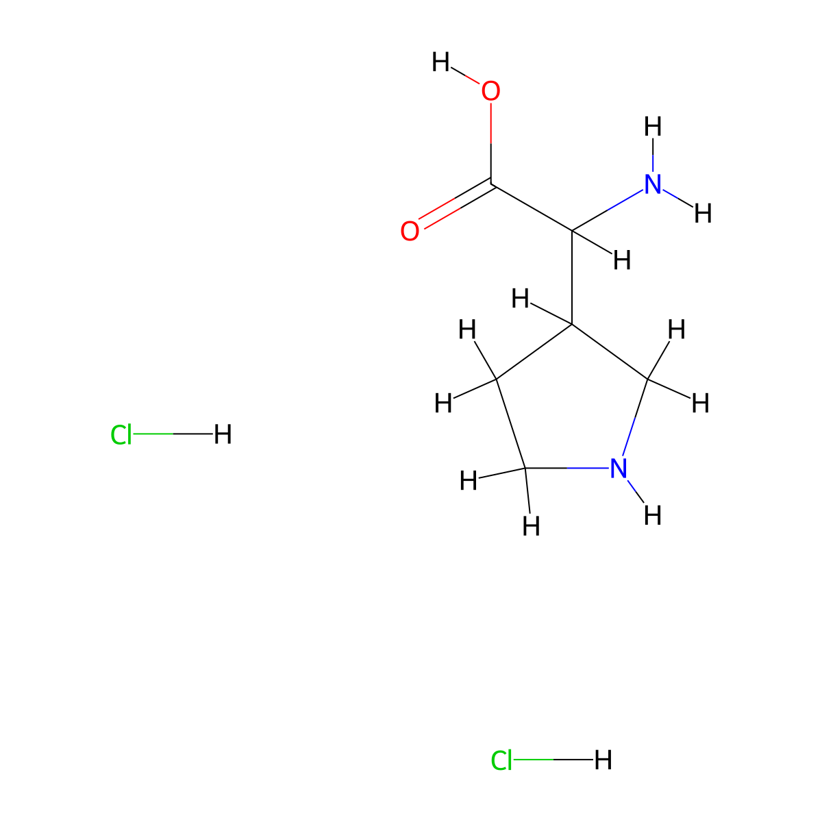 2-Amino-2-(pyrrolidin-3-yl)acetic acid dihydrochloride molecular structure, CAS 1910707-55-9