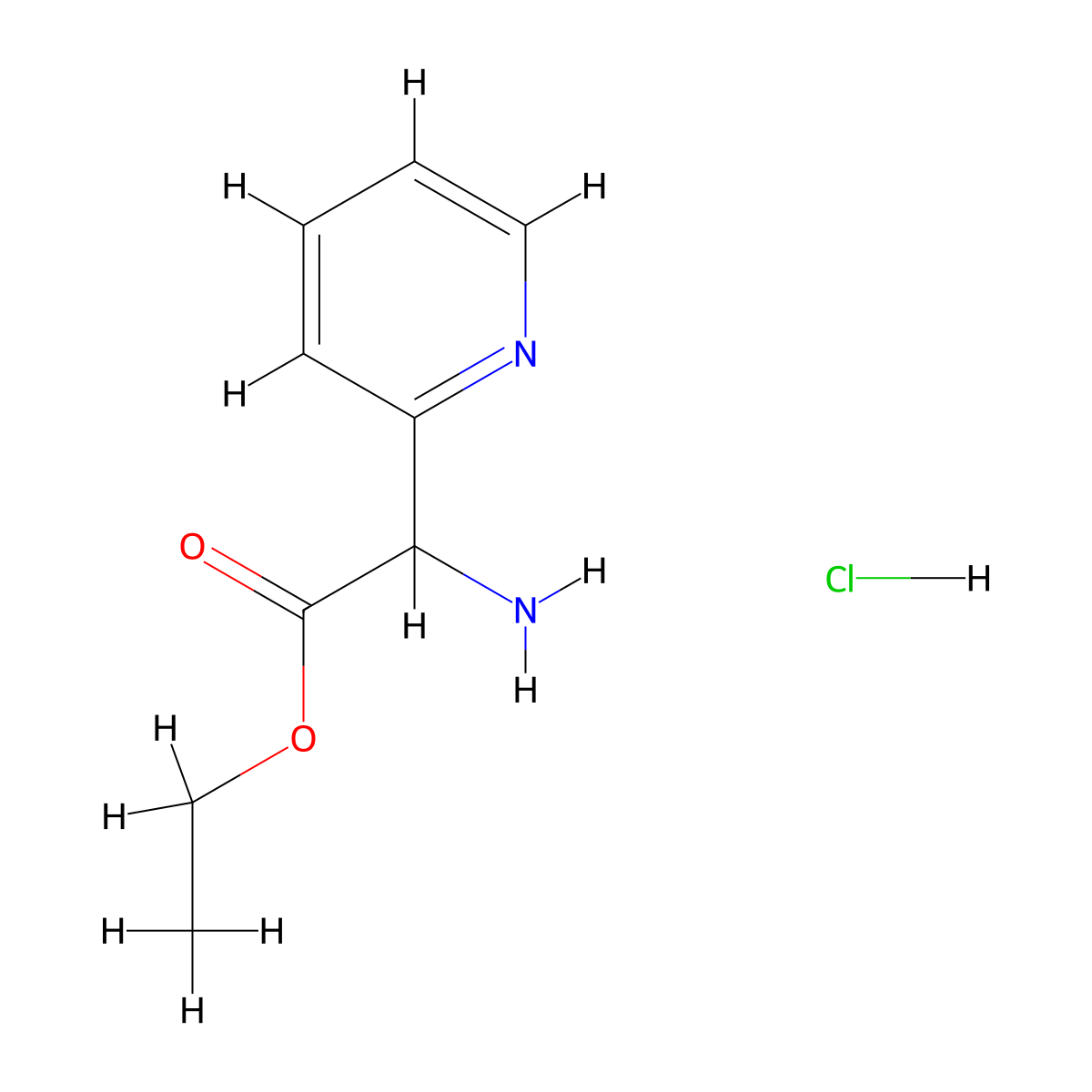 Ethyl 2-amino-2-(pyridin-2-YL)acetate hydrochloride molecular structure, CAS 1910766-97-0