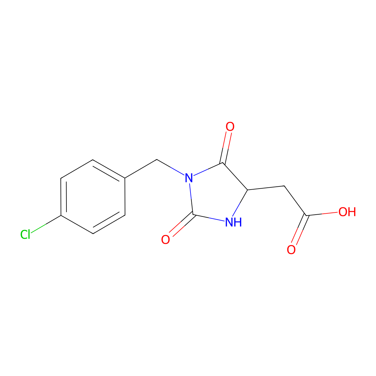 [1-(4-Chlorobenzyl)-2,5-dioxoimidazolidin-4-yl]acetic acid molecular structure, CAS 1910769-52-6