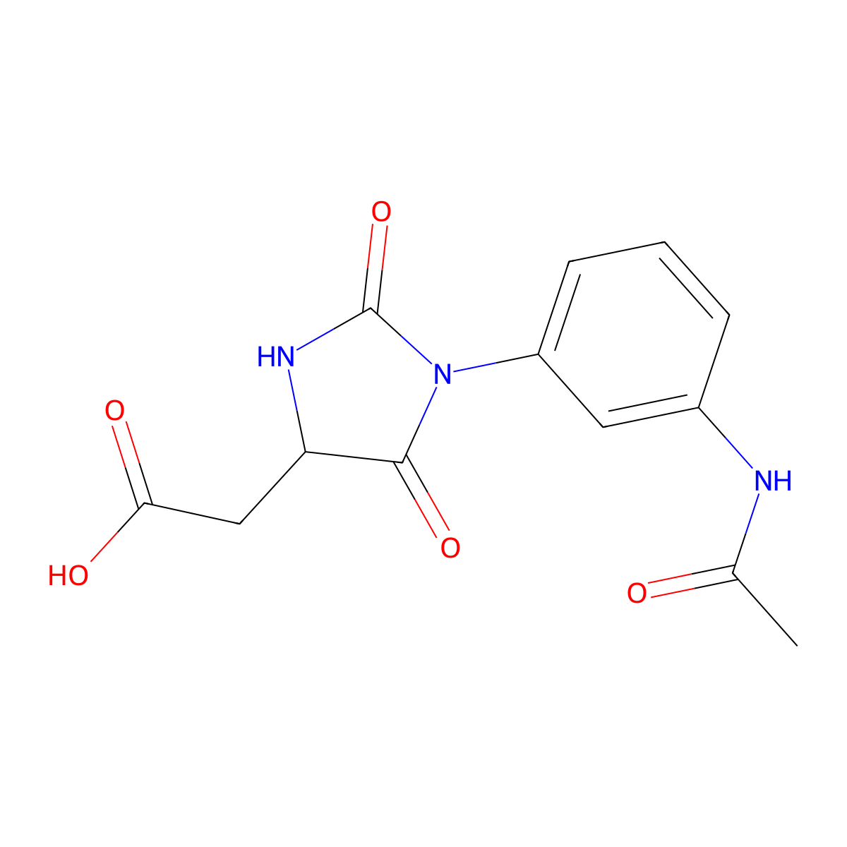 {1-[3-(Acetylamino)phenyl]-2,5-dioxoimidazolidin-4-yl}acetic acid molecular structure, CAS 1910769-55-9