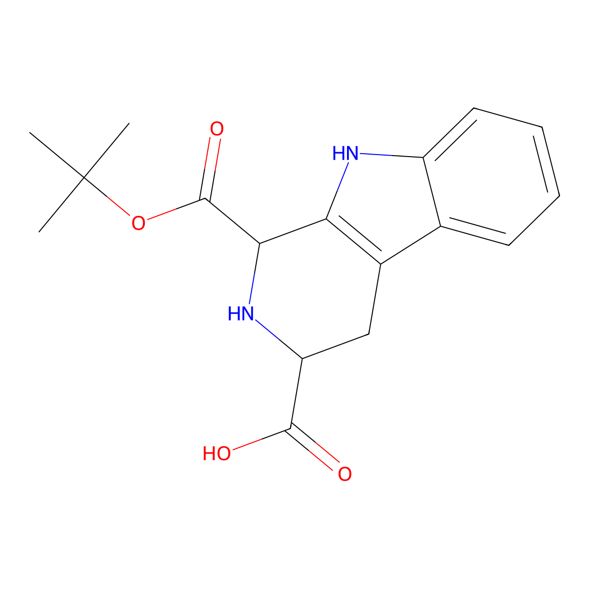 1-(tert-Butoxycarbonyl)-2,3,4,9-tetrahydro-1H-pyrido[3,4-b]indole-3-carboxylic acid molecular structure, CAS 1910779-16-6