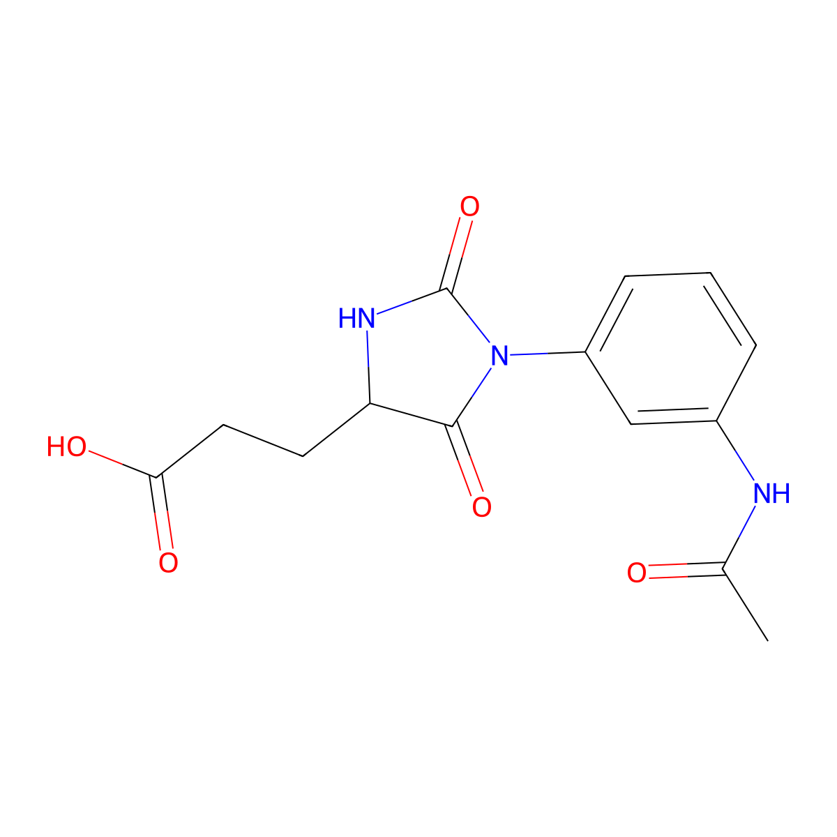 3-{1-[3-(Acetylamino)phenyl]-2,5-dioxoimidazolidin-4-yl}propanoic acid molecular structure, CAS 1910790-66-7