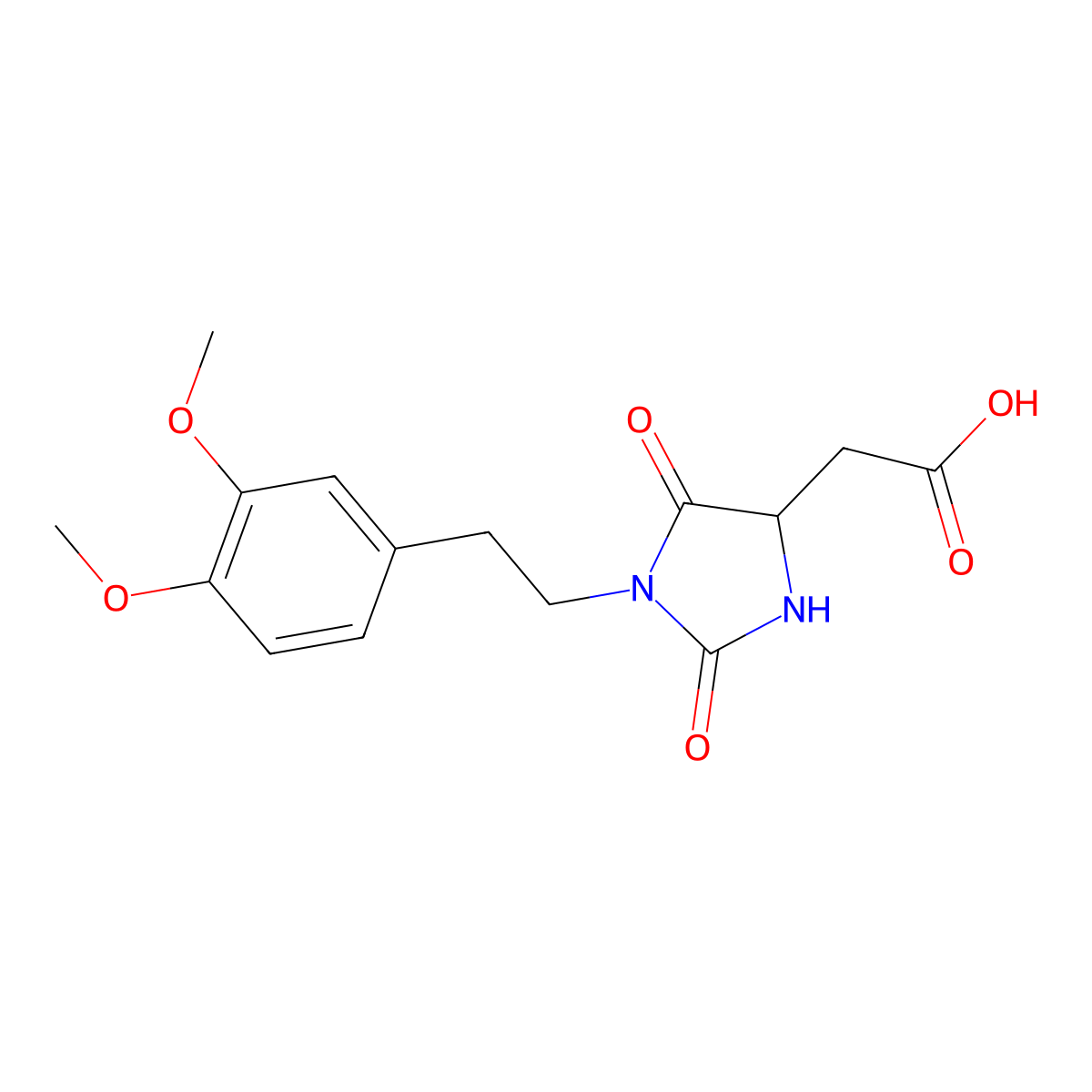 (1-[2-(3,4-Dimethoxyphenyl)ethyl]-2,5-dioxoimidazolidin-4-yl)acetic acid molecular structure, CAS 1910797-57-7