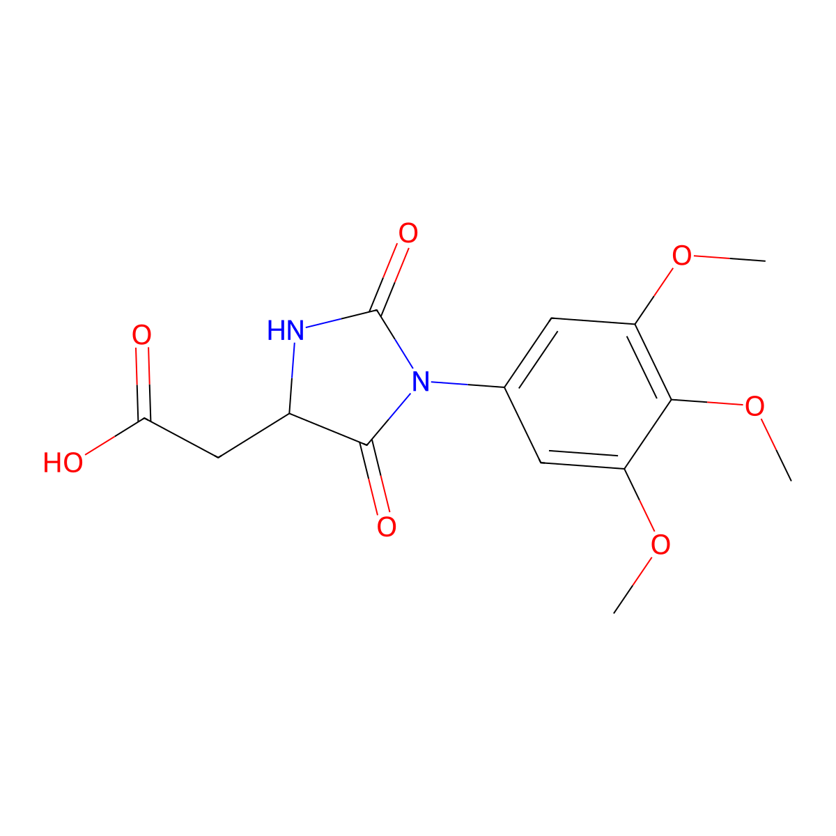 [2,5-Dioxo-1-(3,4,5-trimethoxyphenyl)imidazolidin-4-yl]acetic acid molecular structure, CAS 1910797-59-9