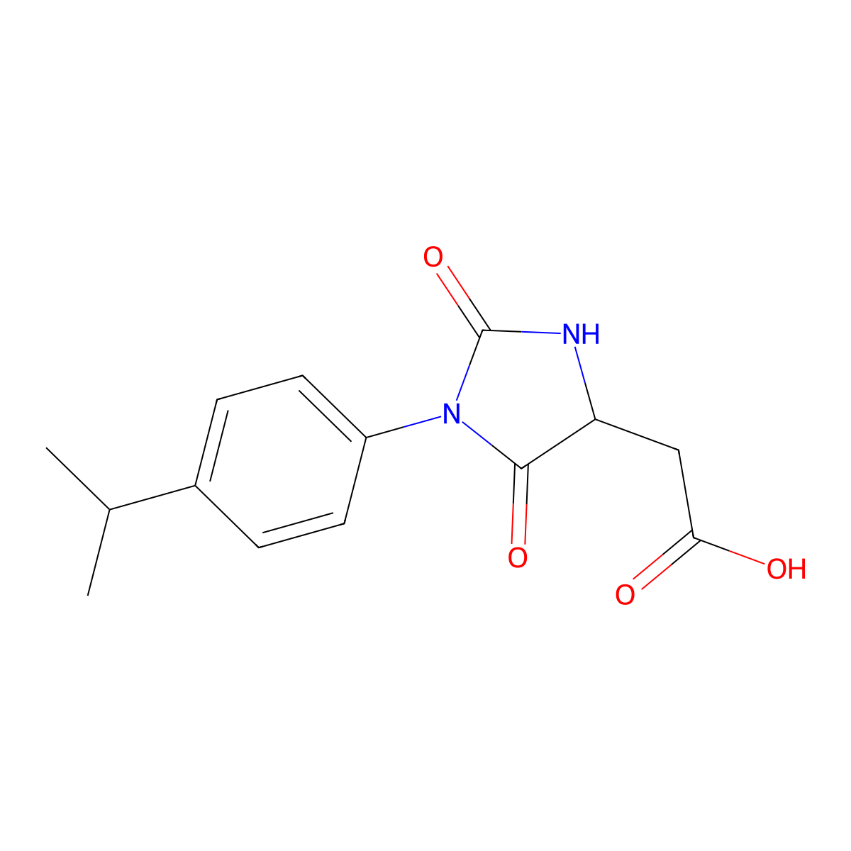 {2,5-Dioxo-1-[4-(propan-2-yl)phenyl]imidazolidin-4-yl}acetic acid molecular structure, CAS 1910797-64-6