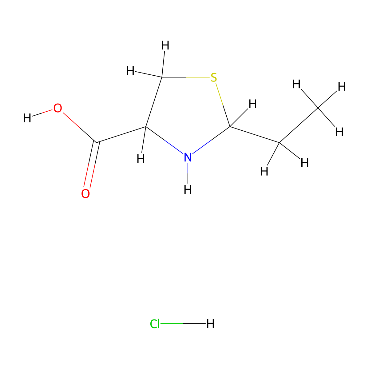 2-Ethyl-1,3-thiazolidine-4-carboxylic acid hydrochloride molecular structure, CAS 1910801-29-4