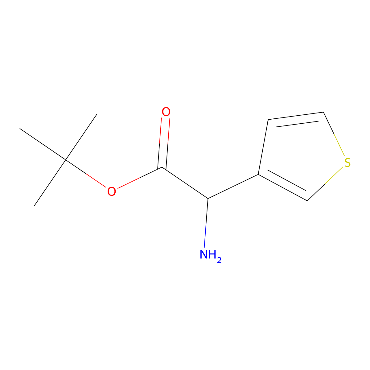 Tert-butyl 2-amino-2-(thiophen-3-yl)acetate molecular structure, CAS 1910805-11-6