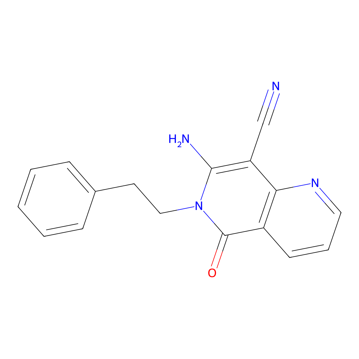 7-Amino-5-oxo-6-phenethyl-5,6-dihydro[1,6]naphthyridine-8-carbonitrile molecular structure, CAS 191087-11-3