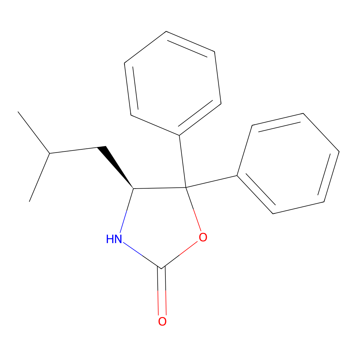 (4S)-4-Isobutyl-5,5-diphenyl-2-oxazolidinone molecular structure, CAS 191090-34-3