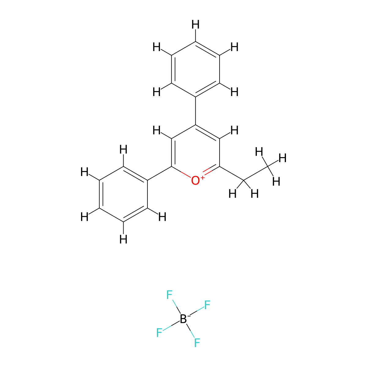 2-Ethyl-4,6-diphenylpyrylium tetrafluoroborate molecular structure, CAS 1911-90-6
