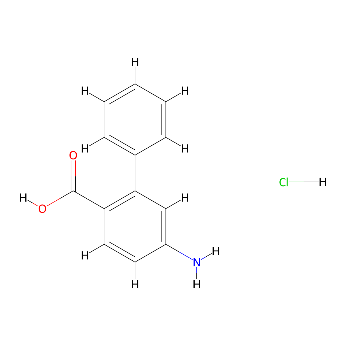 5-Amino-[1,1'-biphenyl]-2-carboxylic acid hydrochloride molecular structure, CAS 191104-10-6