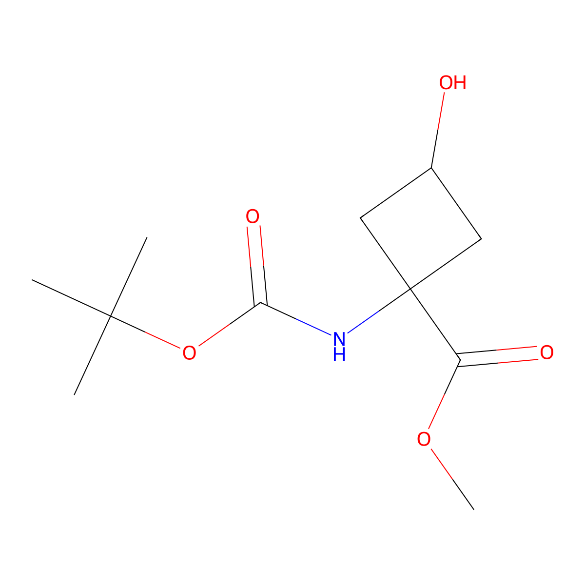 Methyl (1s,3s)-1-{[(tert-butoxy)carbonyl]amino}-3-hydroxycyclobutane-1-carboxylate molecular structure, CAS 191110-53-9