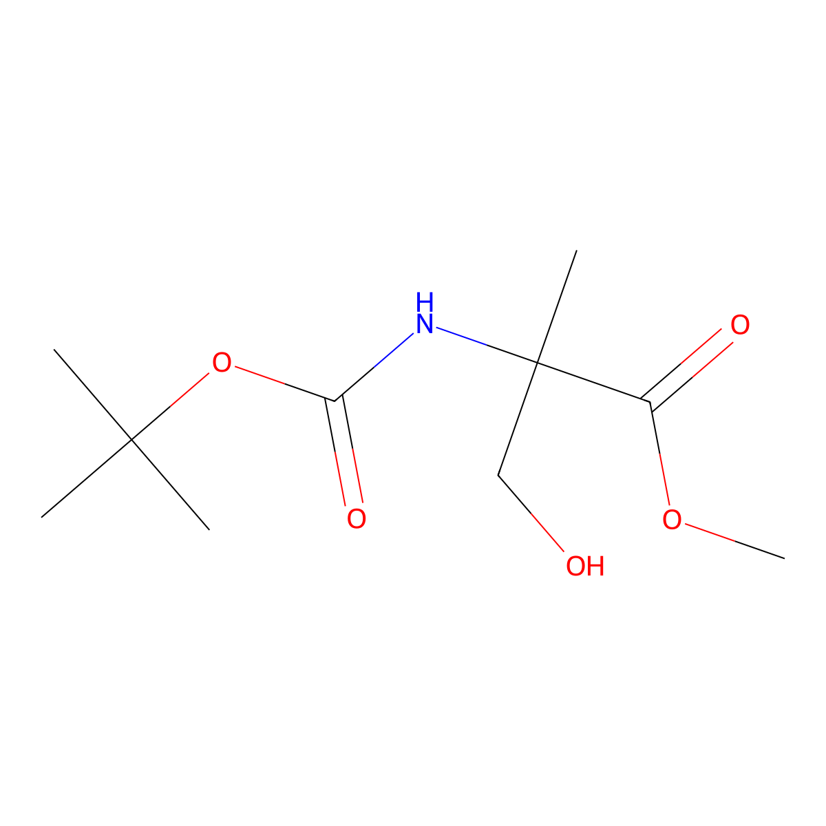 Methyl 2-{[(tert-butoxy)carbonyl]amino}-3-hydroxy-2-methylpropanoate molecular structure, CAS 191110-61-9