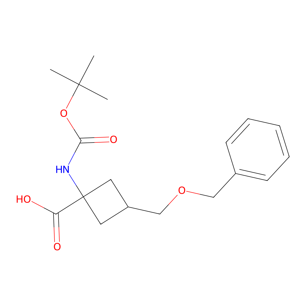3-[(Benzyloxy)methyl]-1-{[(tert-butoxy)carbonyl]amino}cyclobutane-1-carboxylic acid molecular structure, CAS 191110-91-5